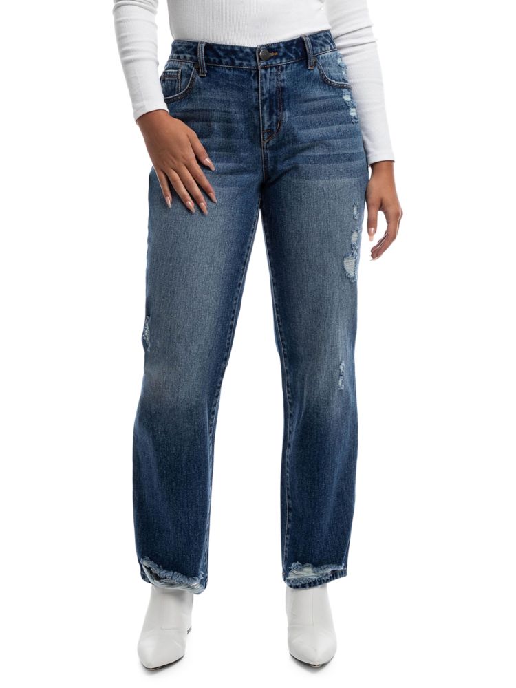 Прямые джинсы с потертостями 1822 Denim, синий