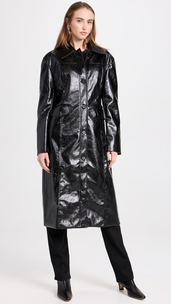 

Пальто Moon River Faux Leather Midi, черный