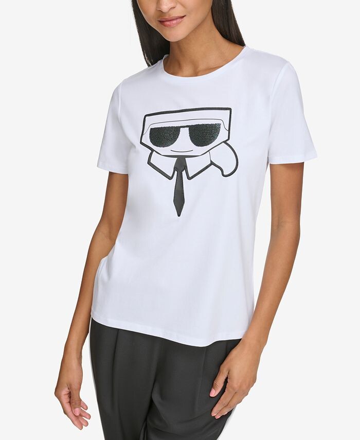 

Женская футболка с логотипом Karl Emoji KARL LAGERFELD PARIS, белый
