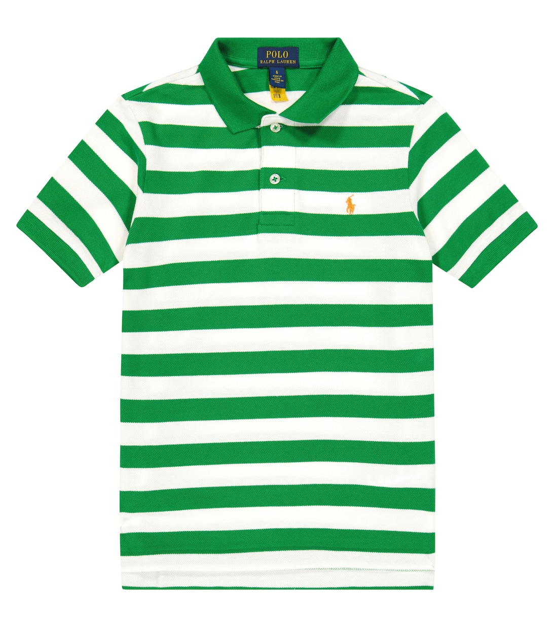 Рубашка-поло из хлопка в полоску Polo Ralph Lauren, зеленый