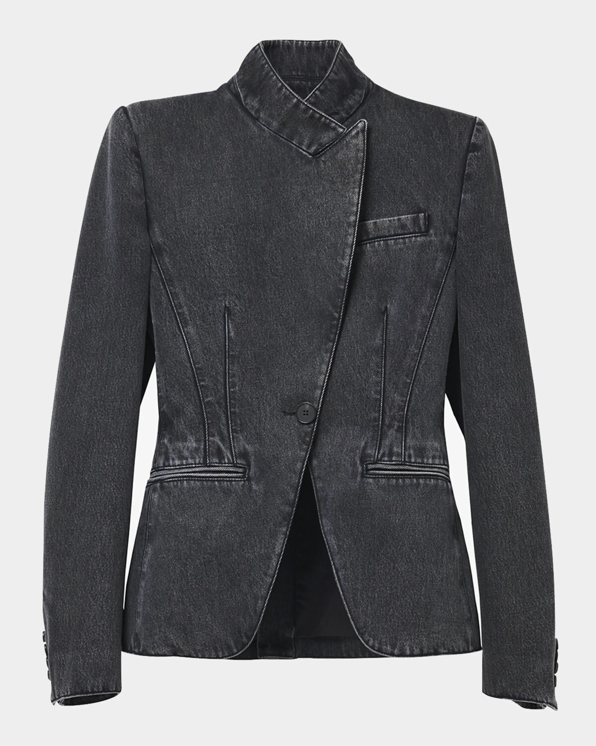 

Джинсовая куртка с высоким воротником и запахом Alexander Mcqueen, цвет Grey Red