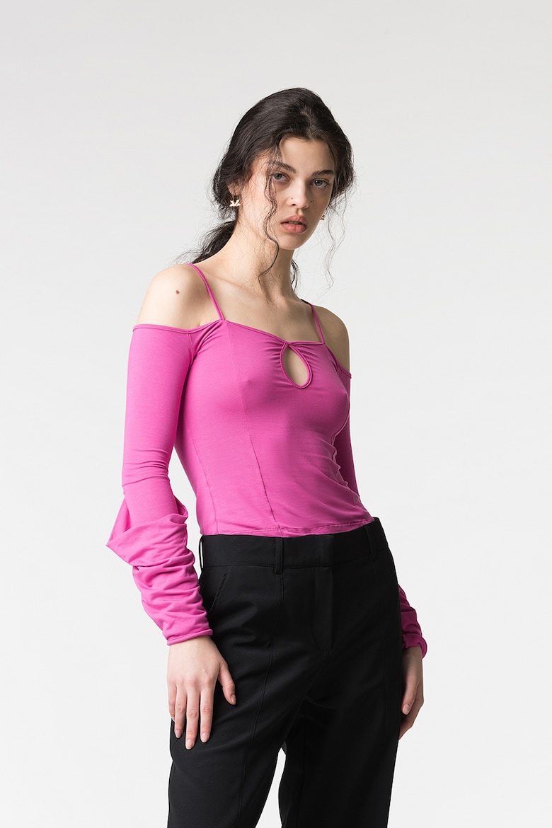 Блузка с вырезами на плечах и деталями выреза Divalo, розовый