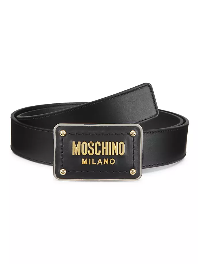 

Кожаная пряжка с логотипом Moschino, черный