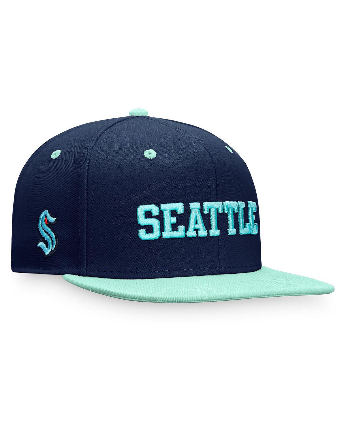 Мужская двухцветная бейсболка Snapback с фирменным логотипом Deep Sea Blue и Blue Seattle Kraken Heritage City Fanatics obregon n blue light yokohama