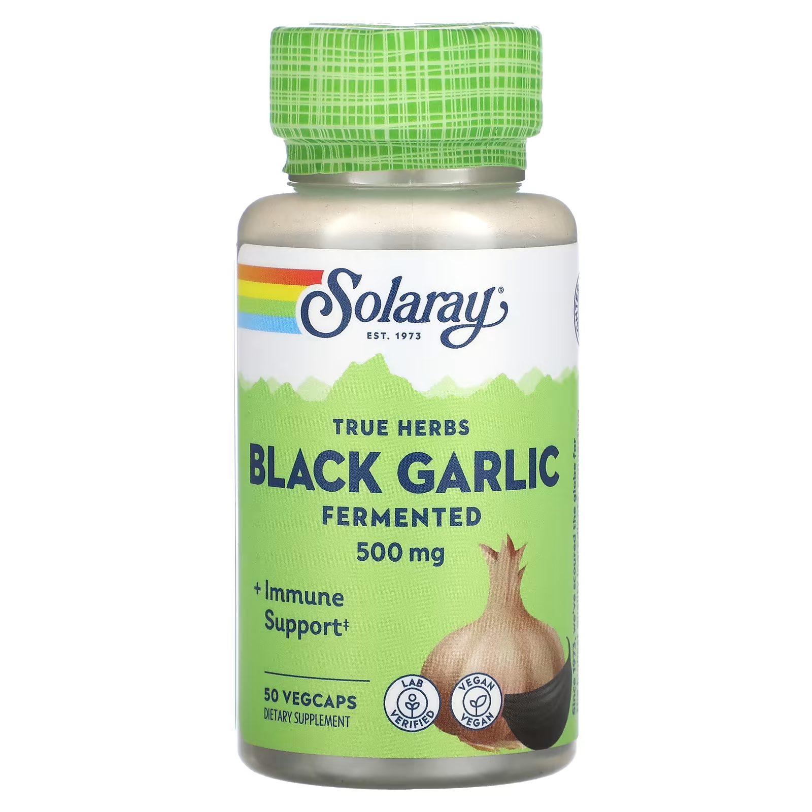 Solaray True Herbs Ферментированный черный чеснок 500 мг 50 растительных капсул