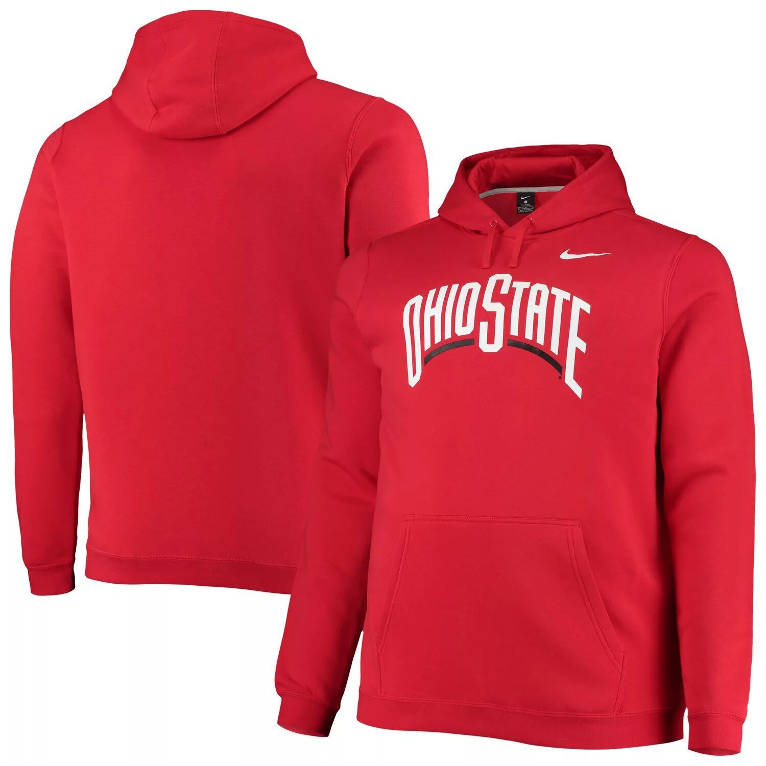 

Мужской пуловер с капюшоном Scarlet Ohio State Buckeyes Big & Tall с альтернативным логотипом Club Nike