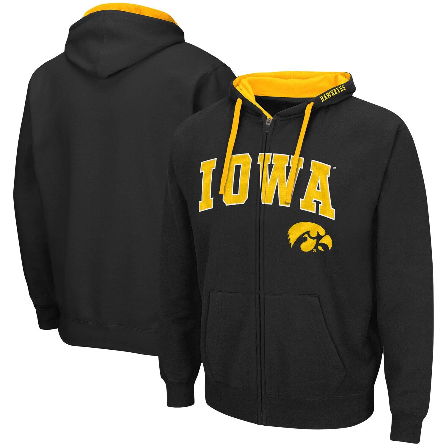 

Мужская черная толстовка с молнией во всю длину Iowa Hawkeyes Big & Tall Colosseum, Черный