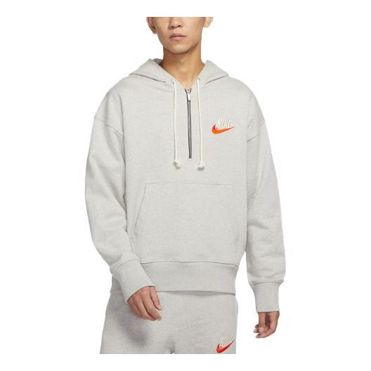 Толстовка Men's Nike Embroidered Logo Half Zipper Hooded Knit Pullover Gray, серый