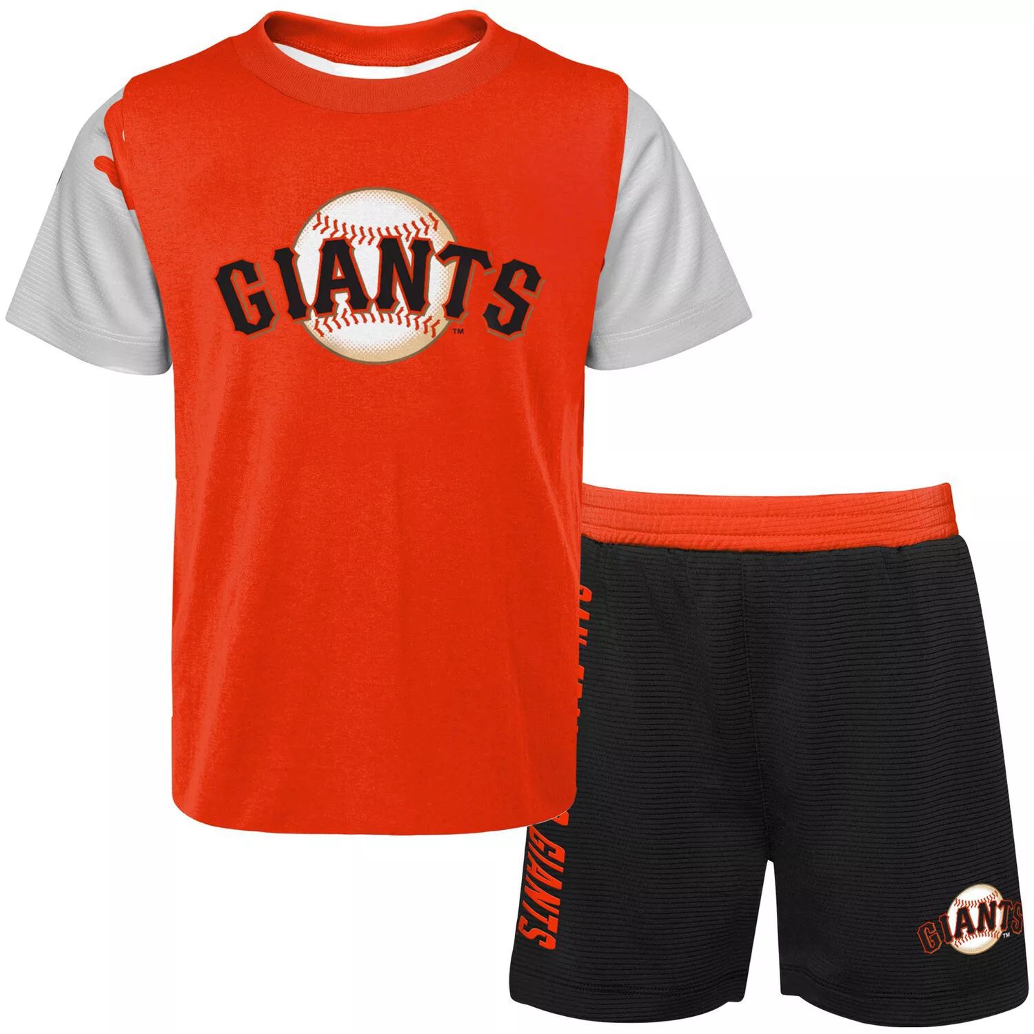 Оранжевый/черный комплект из футболки и шорт San Francisco Giants Pinch Hitter для новорожденных и младенцев Outerstuff черный комбинезон san francisco giants power hitter для мальчиков и девочек для новорожденных outerstuff черный