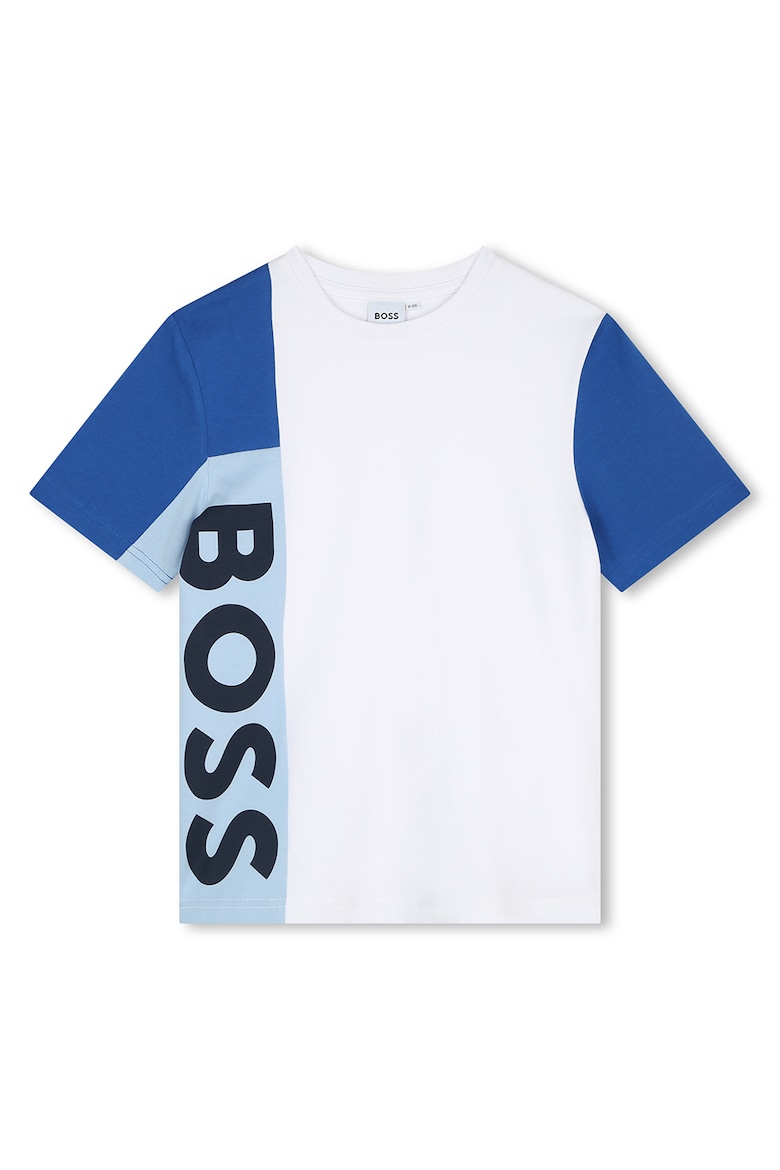 Футболка с логотипом в стиле колор-блок Boss Kidswear, белый