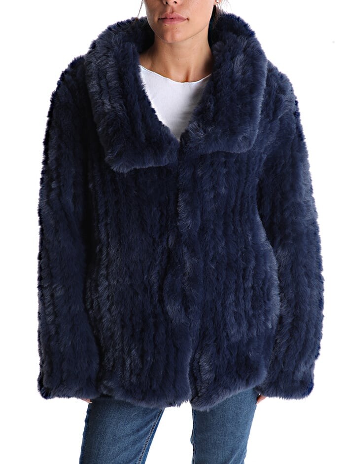 

Куртка из искусственного меха на пуговицах, цвет Prussian blue