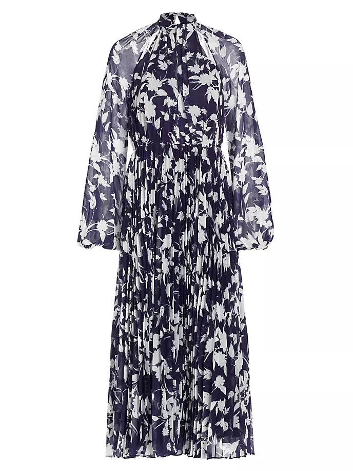 клей e chelle indigo 4 ml Шифоновое платье макси Abbie с цветочным принтом Ml Monique Lhuillier, цвет indigo botanical