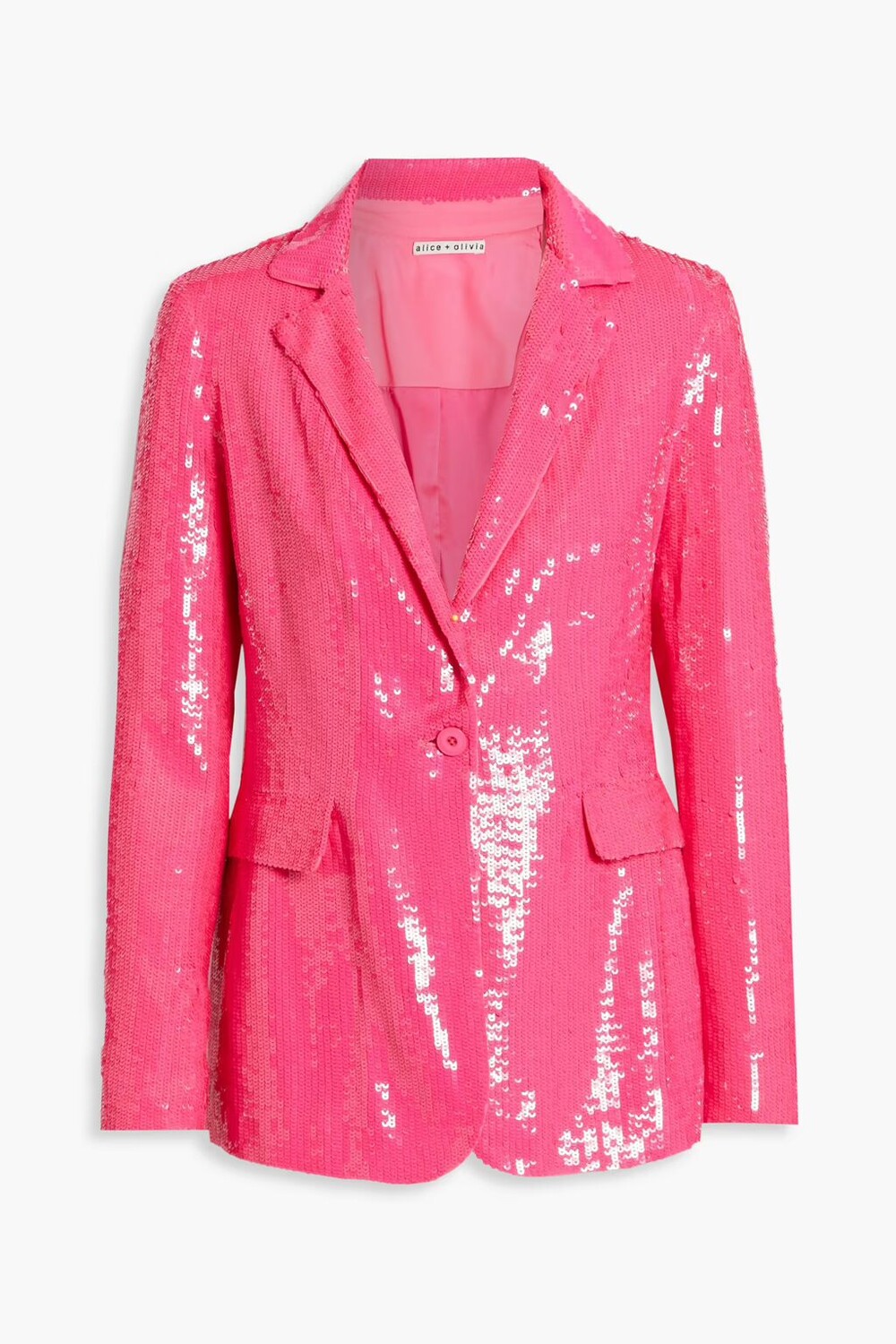 

Тканый блейзер Macey с пайетками Alice + Olivia, цвет Bubblegum
