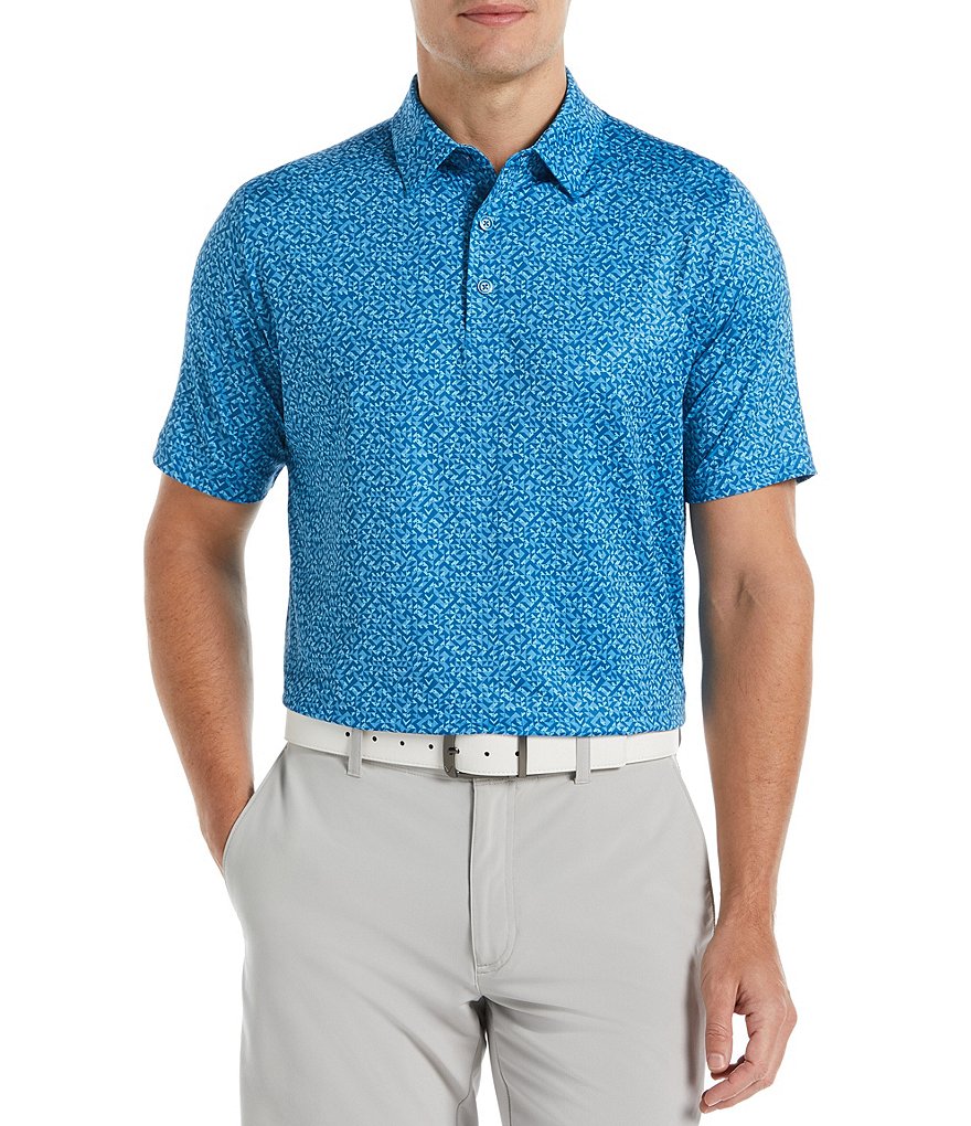 Рубашка-поло для гольфа с короткими рукавами Callaway и абстрактным шевронным принтом, синий