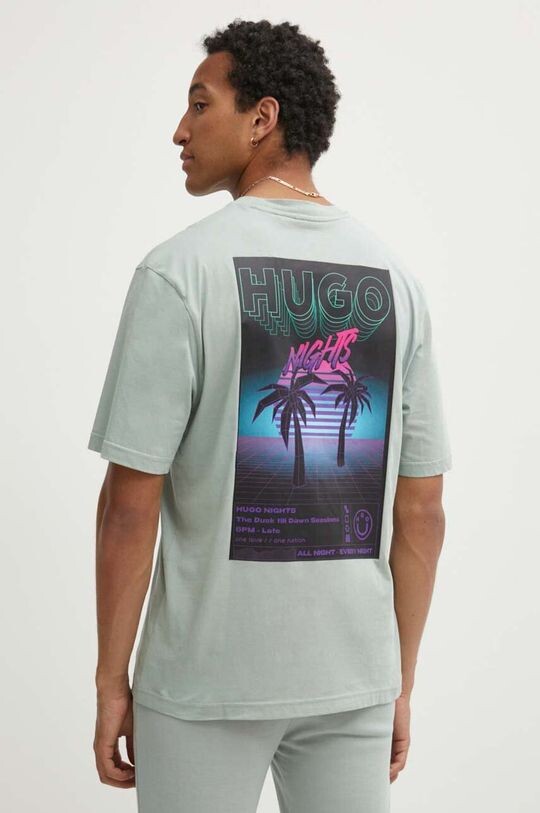 

Хлопковая футболка Hugo Blue, зеленый