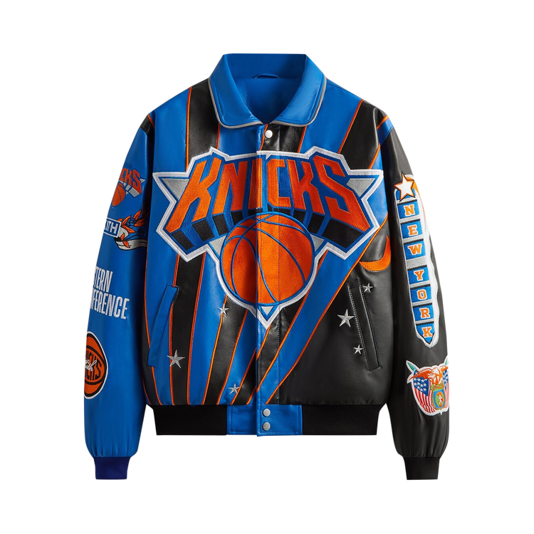 

Куртка Kith & Jeff Hamilton For The New York Knicks Leather Varsity 'Black', разноцветный