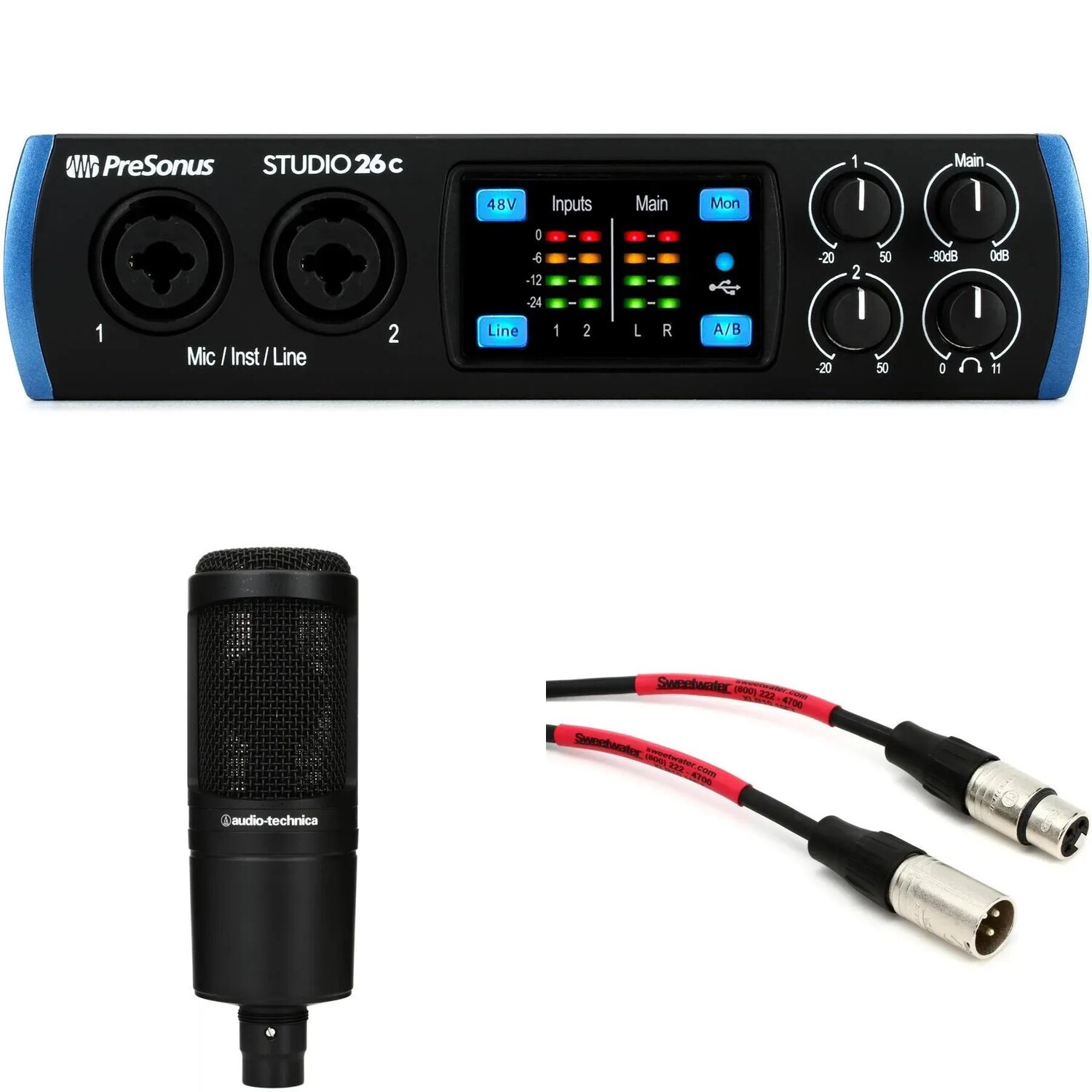 

Комплект для записи PreSonus Studio 26c и Audio-Technica AT2020 USB-C