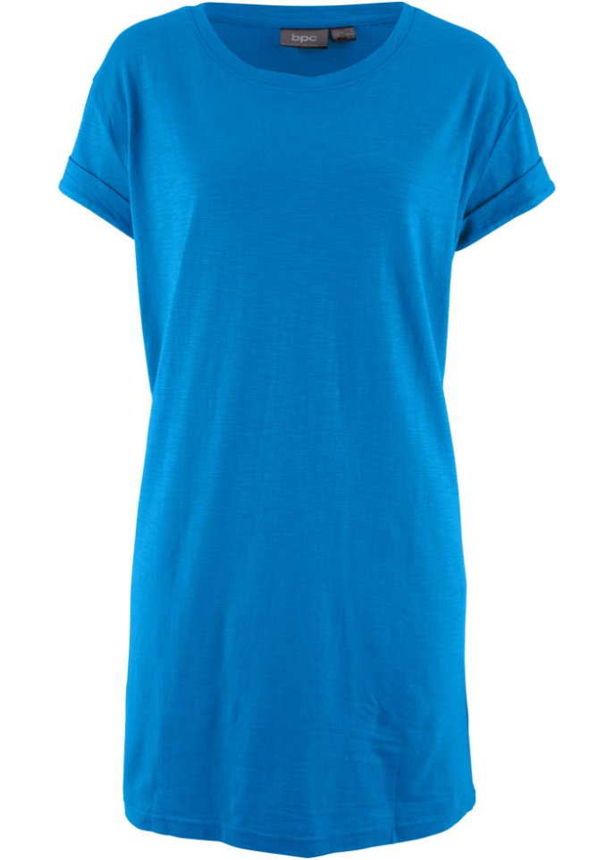 Свободная длинная рубашка с короткими рукавами Bpc Bonprix Collection, синий