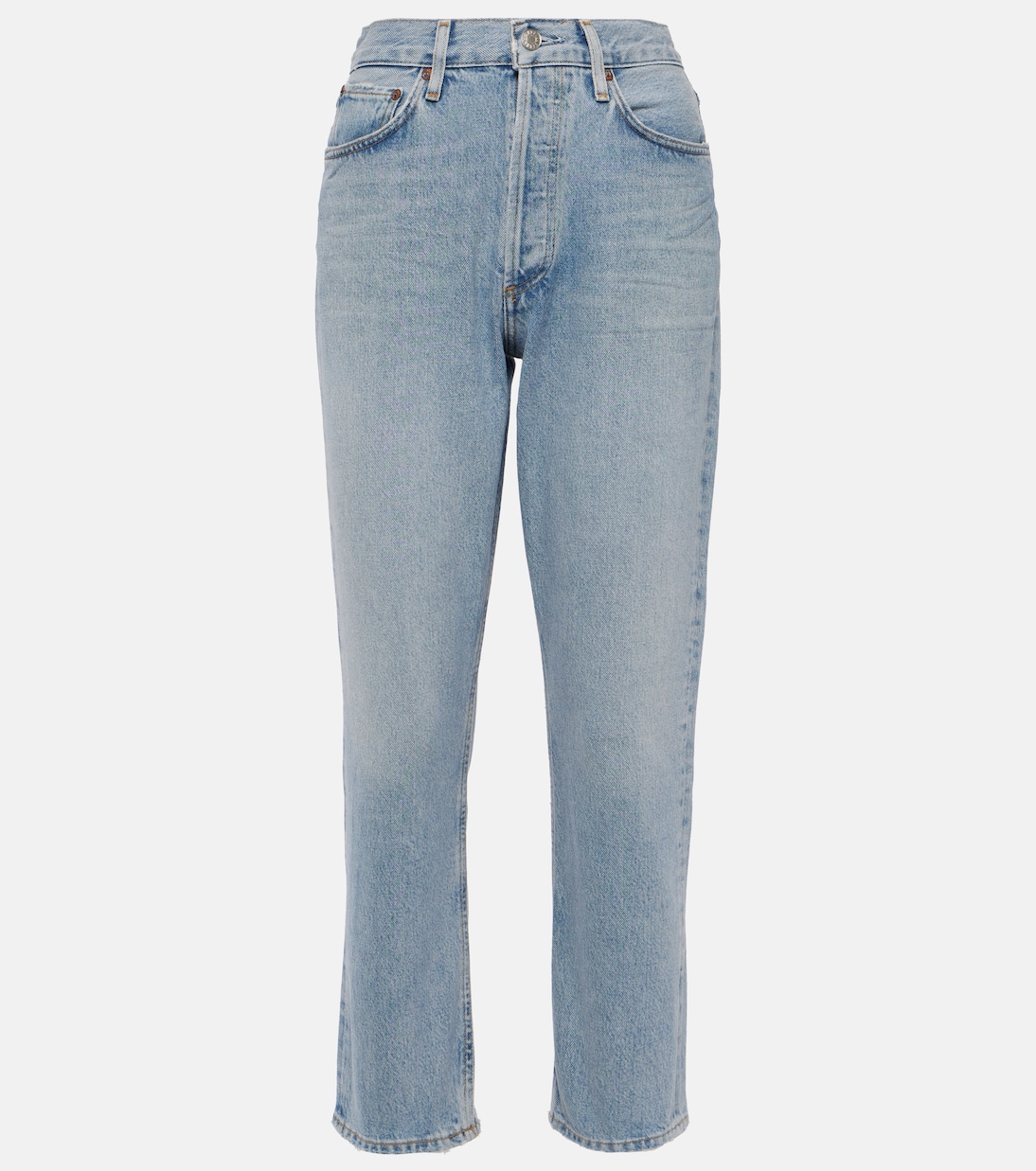 Укороченные прямые джинсы riley с высокой посадкой Agolde, синий цена и фото
