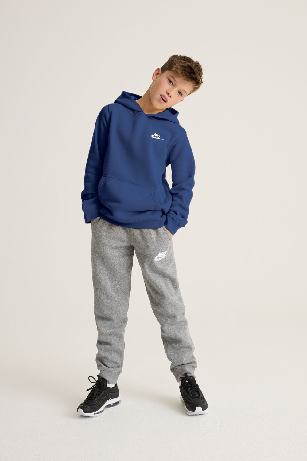 

Флисовый пуловер Club с капюшоном Nike, синий