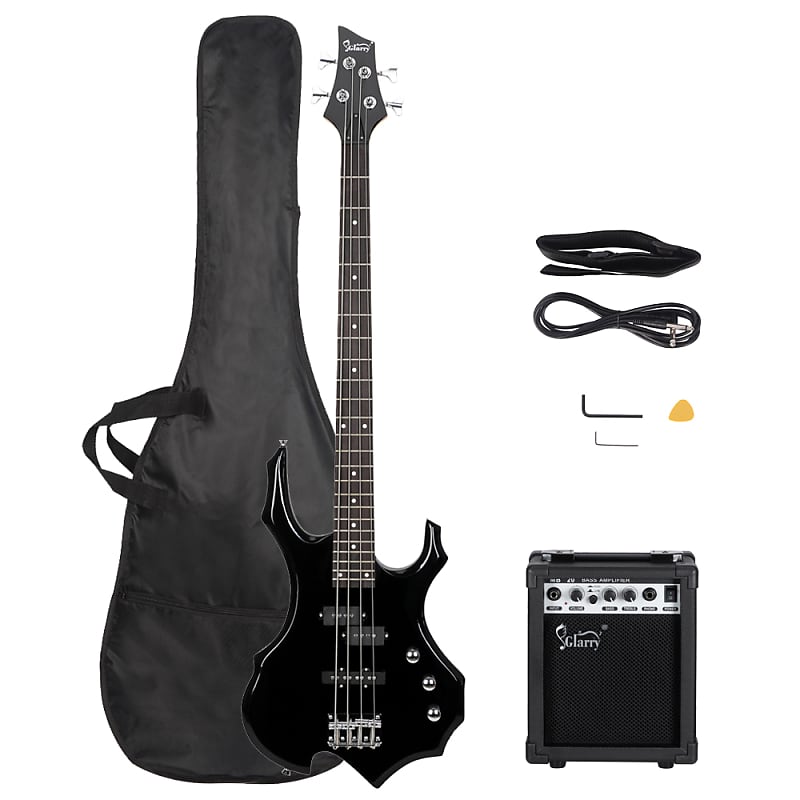 Басс гитара Glarry Burning Fire Electric Bass Guitar Full Size 4 String w/20W Amplifier Black