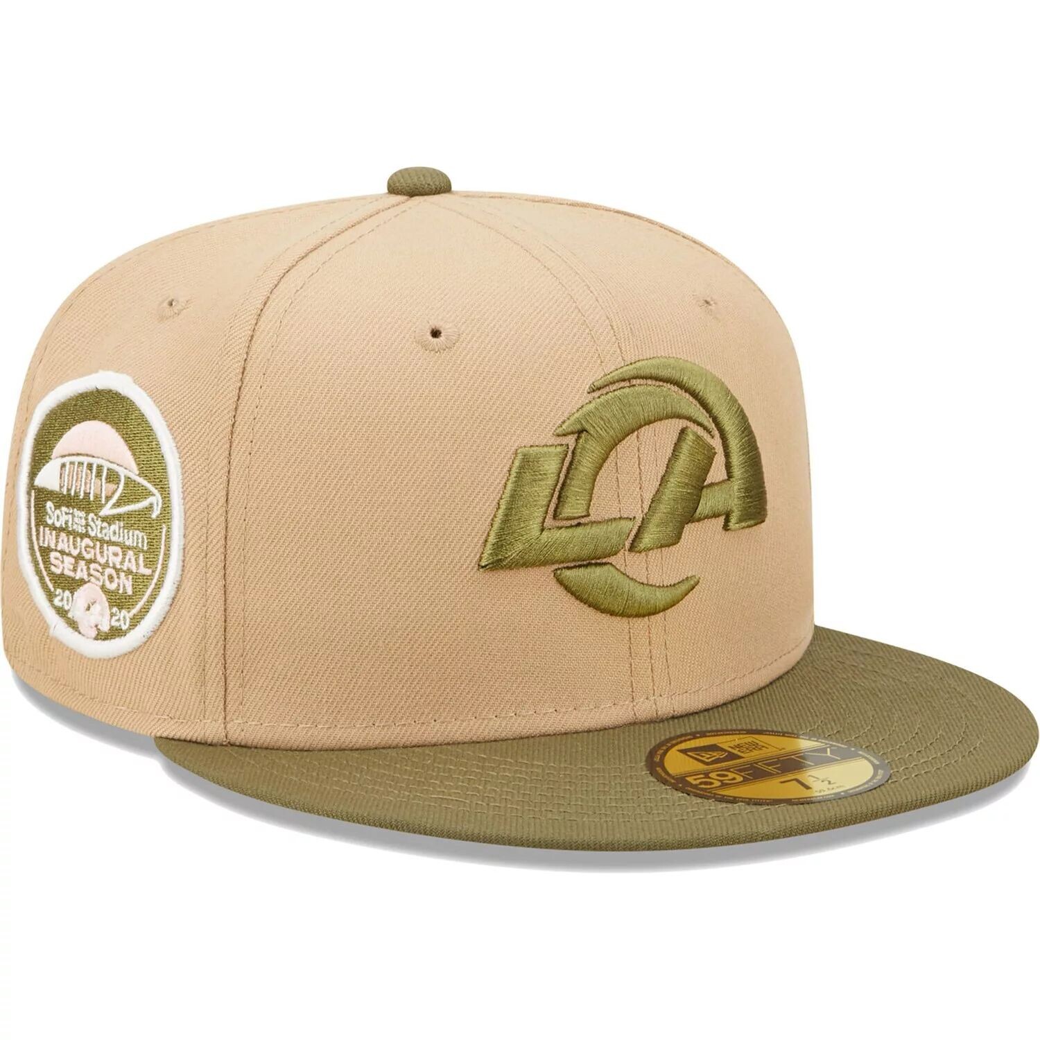 

Мужская шляпа New Era Tan/Olive Los Angeles Rams SoFi Stadium Saguaro 59FIFTY