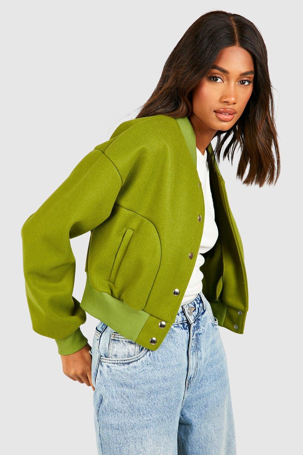 

Шерстяной бомбер boohoo, зеленый
