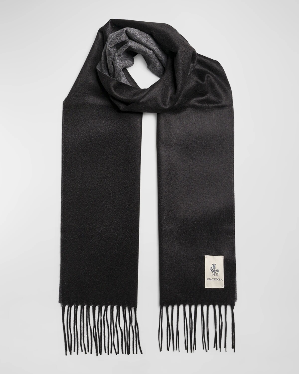 

Мужской двухцветный шарф из кашемира и шелка Piacenza, цвет Black Gray