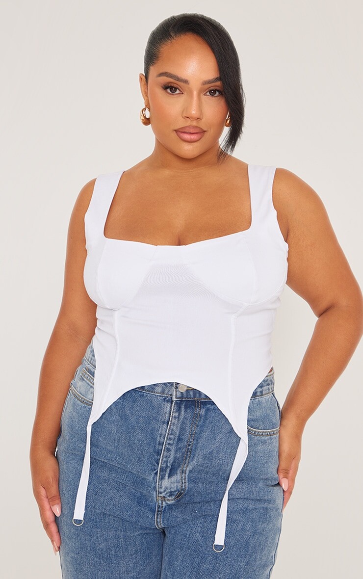 

PrettyLittleThing Белый корсет из эластичной ткани Plus