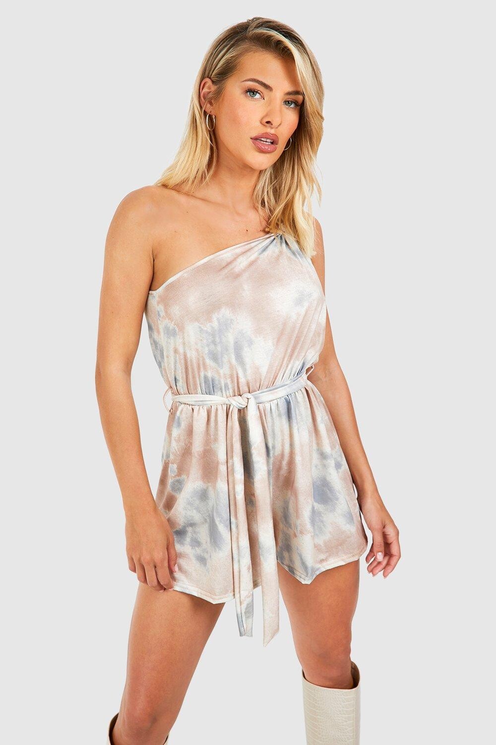 

Комбинезон мраморный на одно плечо Boohoo, зеленый