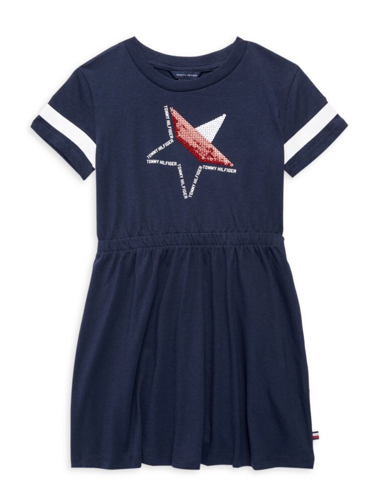 

Платье-футболка со звездами для маленьких девочек Tommy Hilfiger, темно-синий