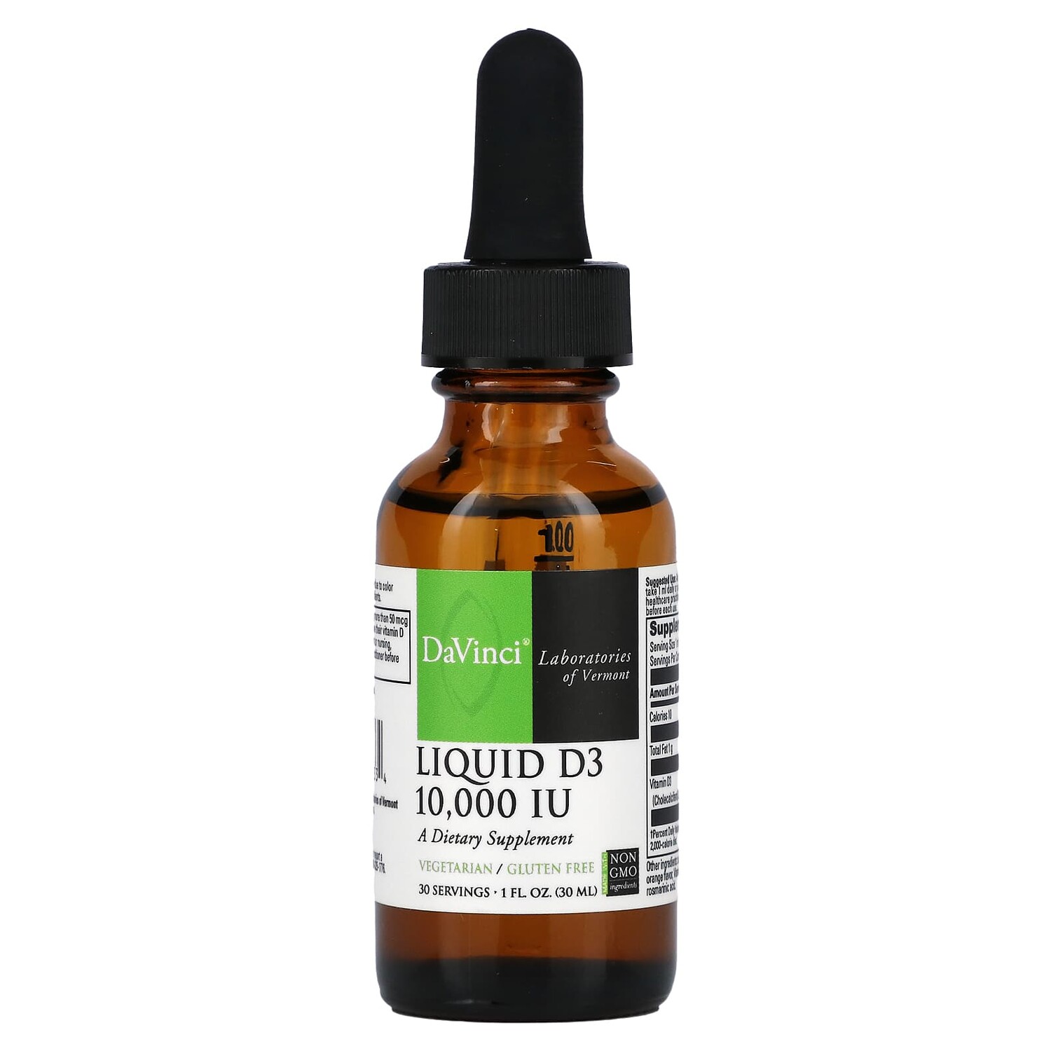 

Жидкий витамин D3, 10 000 МЕ, 30 мл (1 жидк. унция), DaVinci Laboratories of Vermont