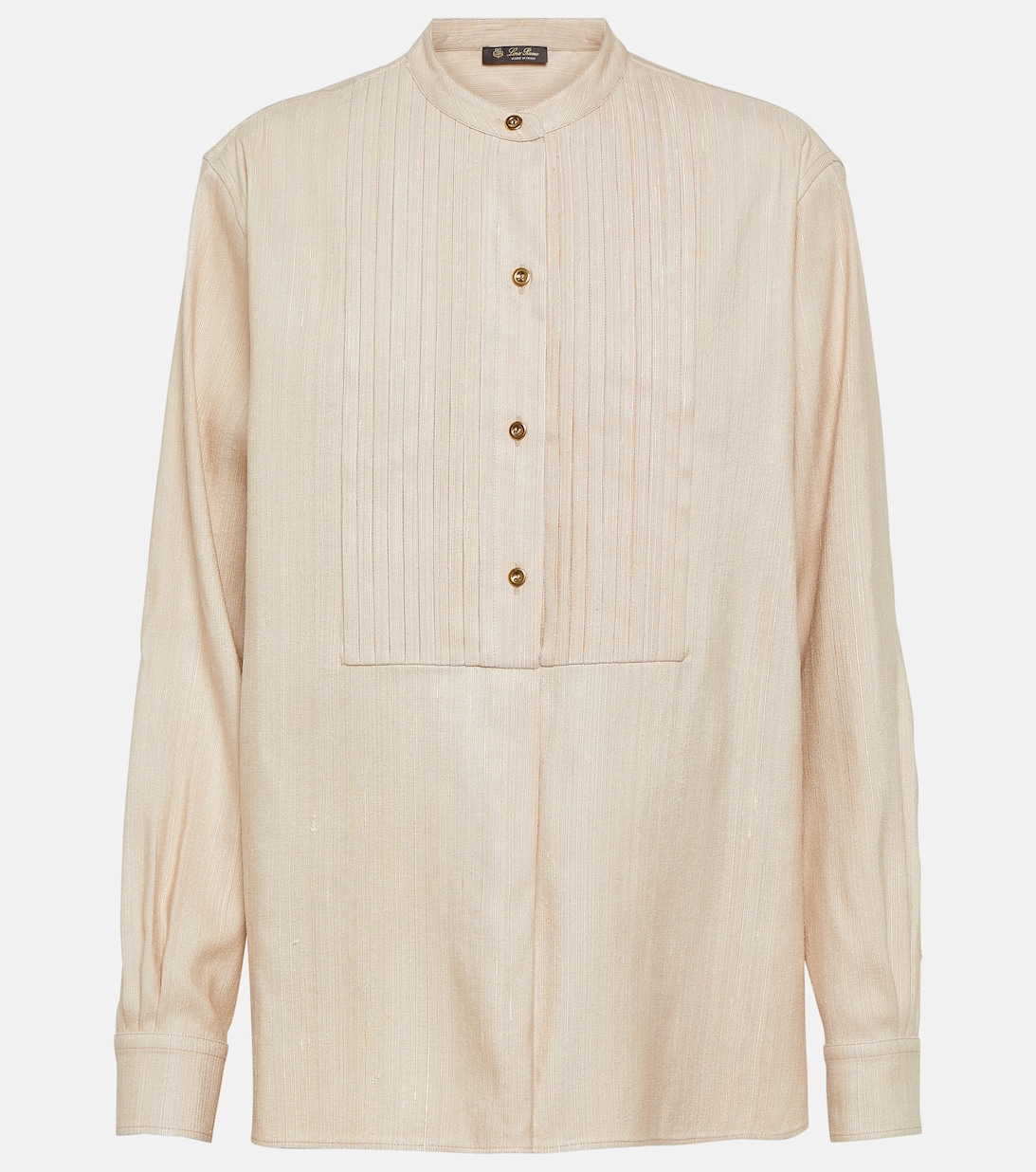 Плиссированная шелковая блузка LORO PIANA, бежевый