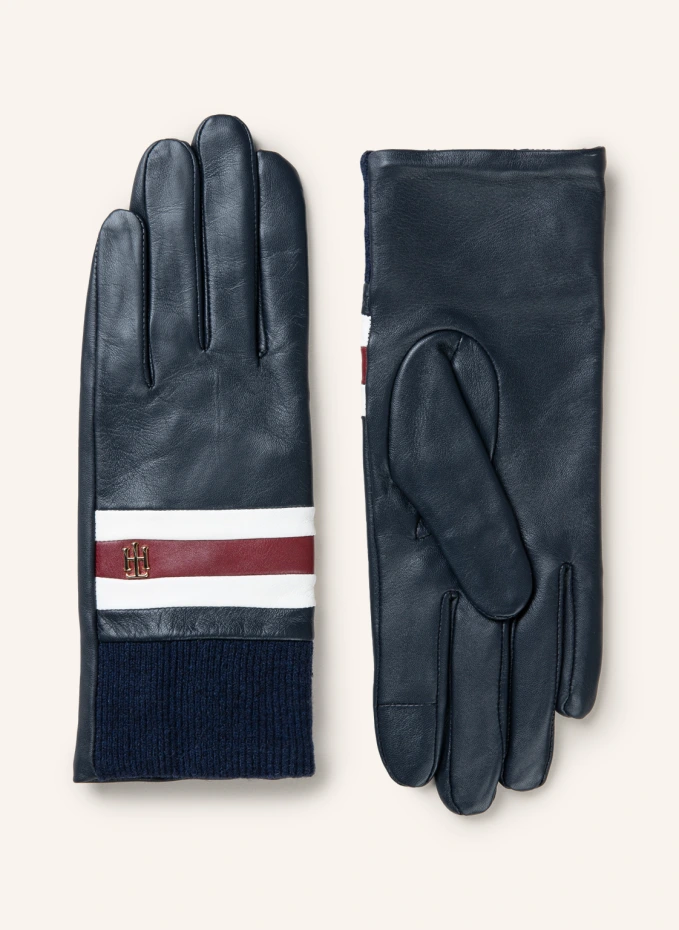 

Кожаные перчатки с функцией сенсорного экрана Tommy Hilfiger, синий
