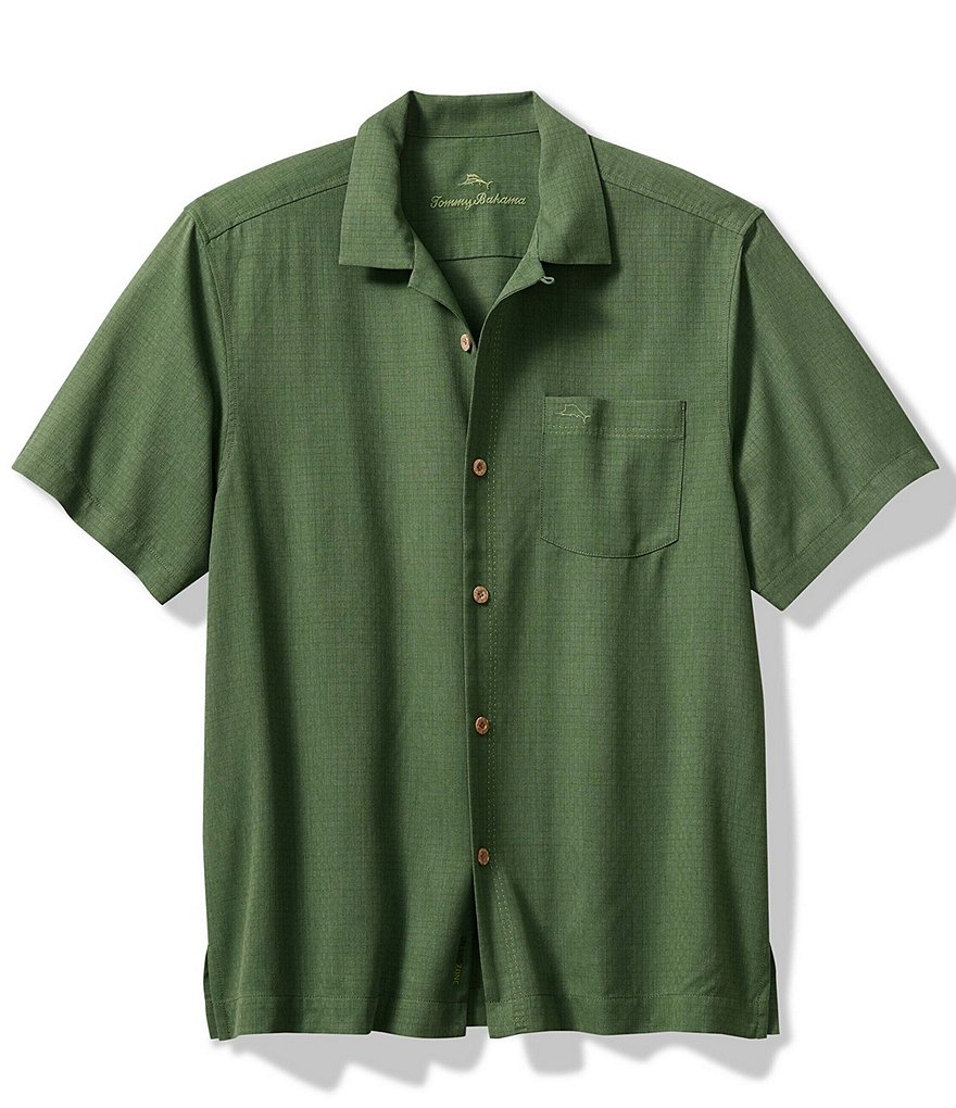 Tommy Bahama IslandZone Тканая рубашка в клетку с короткими рукавами в клетку Coastal Breeze, зеленый