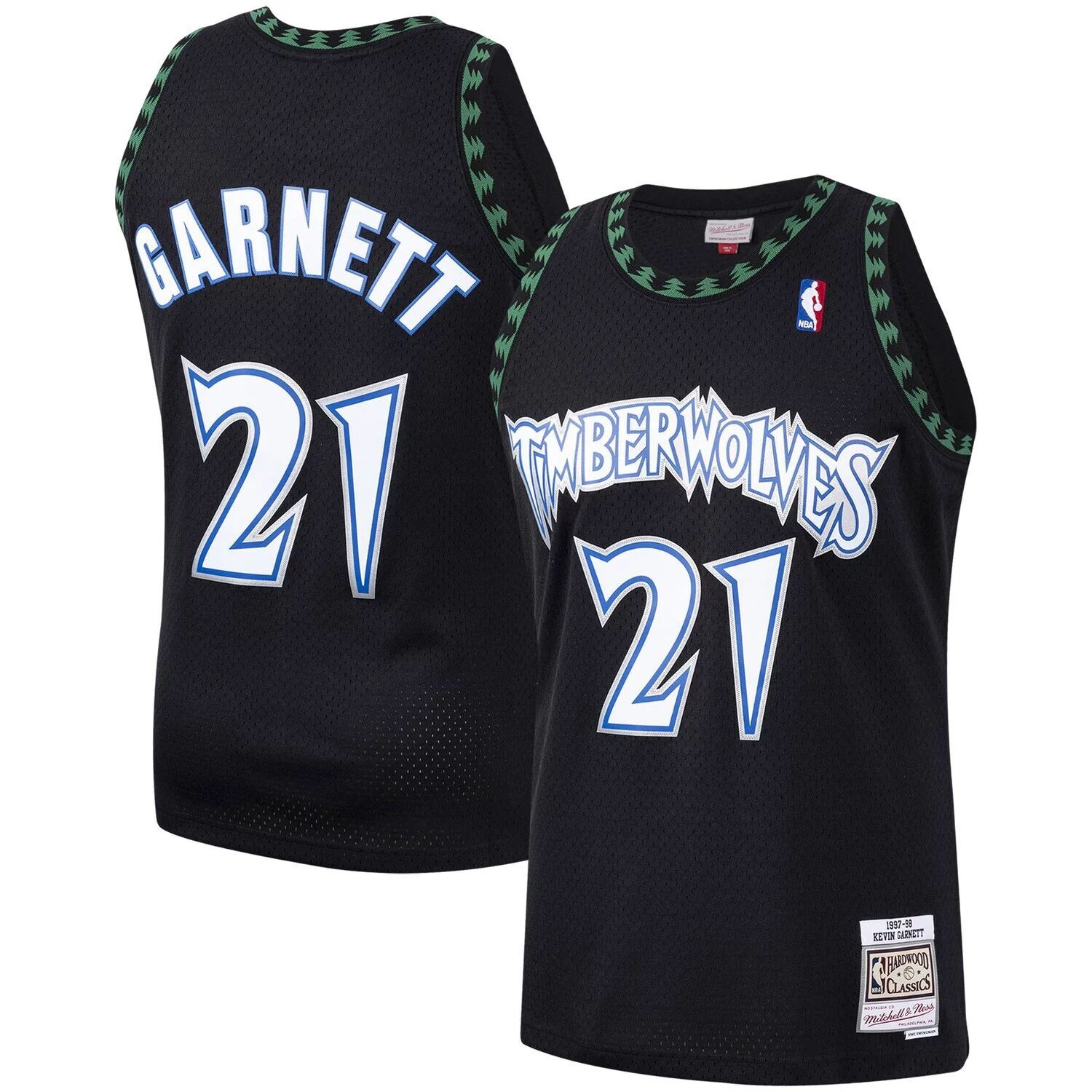 

Мужская черная майка Mitchell & Ness Kevin Garnett Minnesota Timberwolves 1997-98 Hardwood Classics Swingman Player, Черный