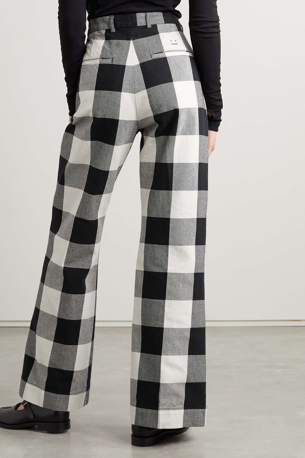 

ACNE STUDIOS Широкие брюки из органического хлопка в клетку, черный