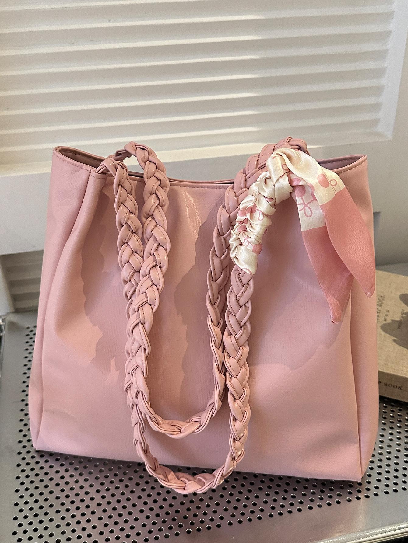 Женская универсальная однотонная сумка, розовый