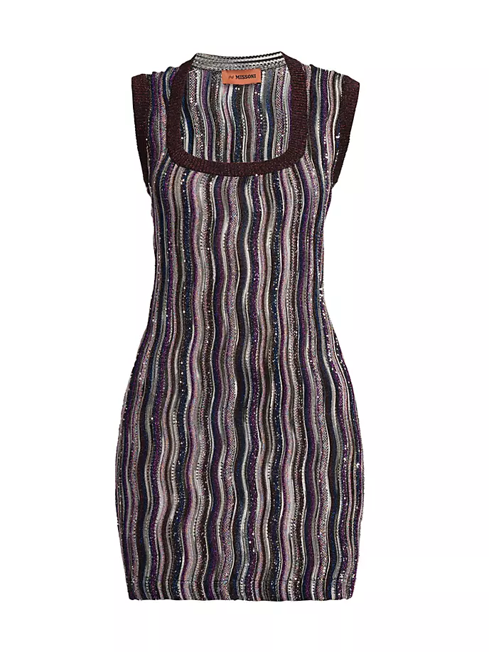 

Трикотажное мини-платье в полоску с пайетками Missoni, мультиколор