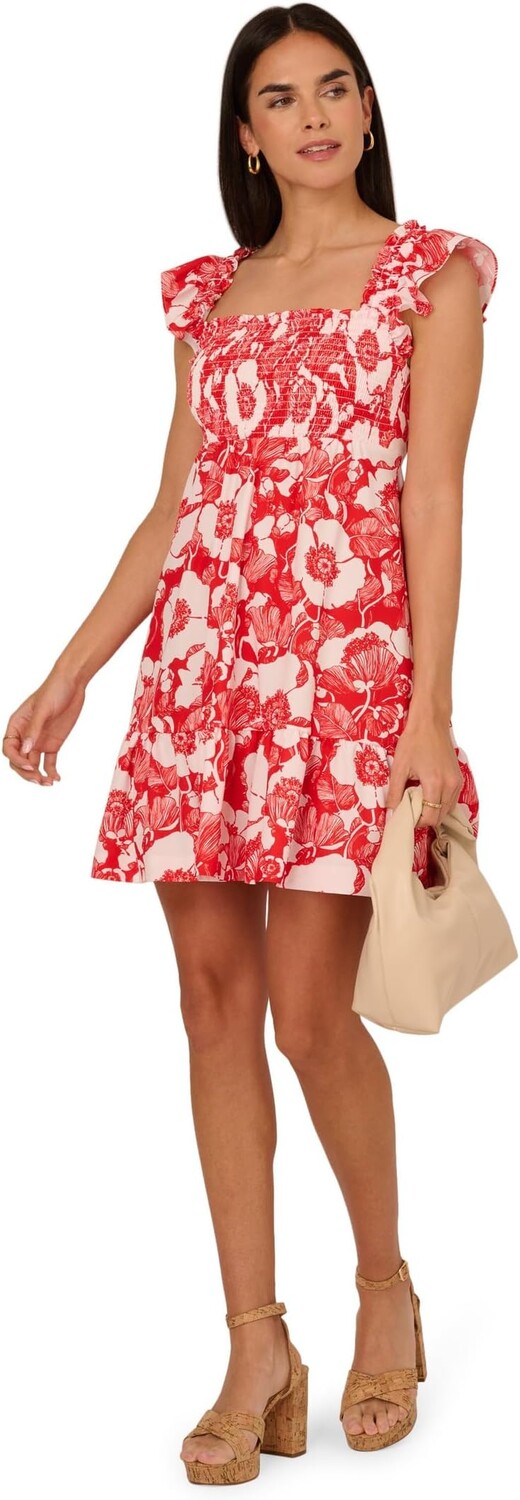 

Платье Adrianna Papell Printed Short Dress, цвет Orange/Ivory