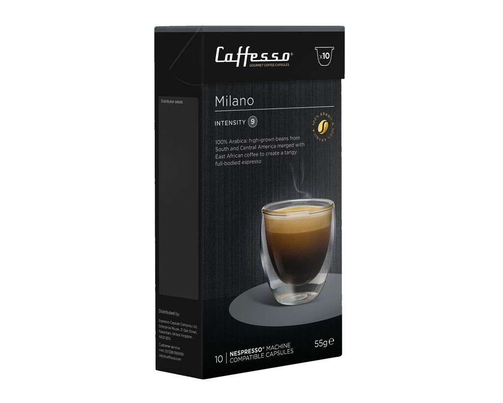 

Caffesso Milano Упаковка из 10 капсул, 100% совместимых с кофемашинами Nespresso, DeLonghi и Krups.