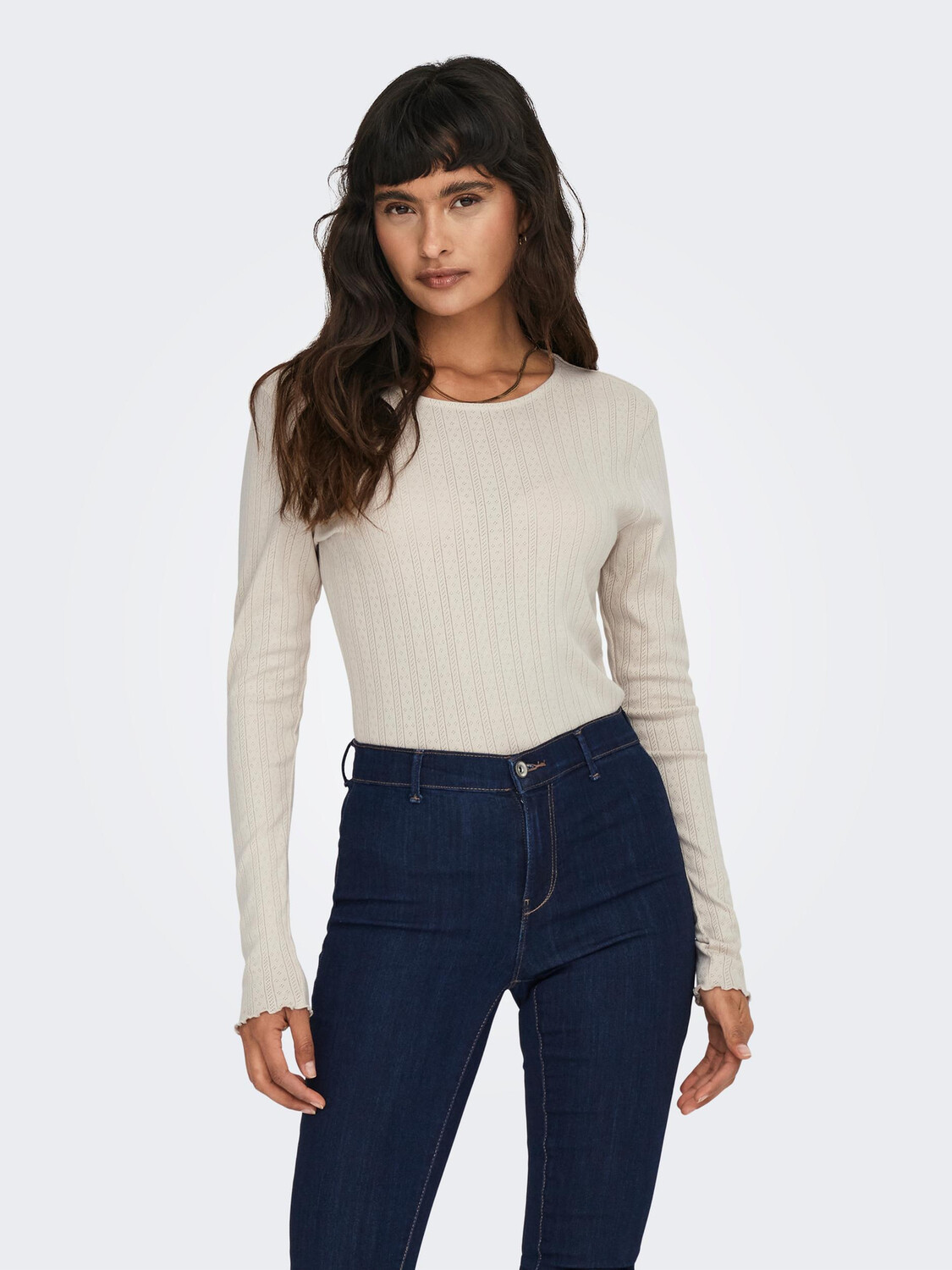 

Свитер ONLY Einfarbiges Langarm Shirt Basic Top ONLCARLOTTA, бежевый