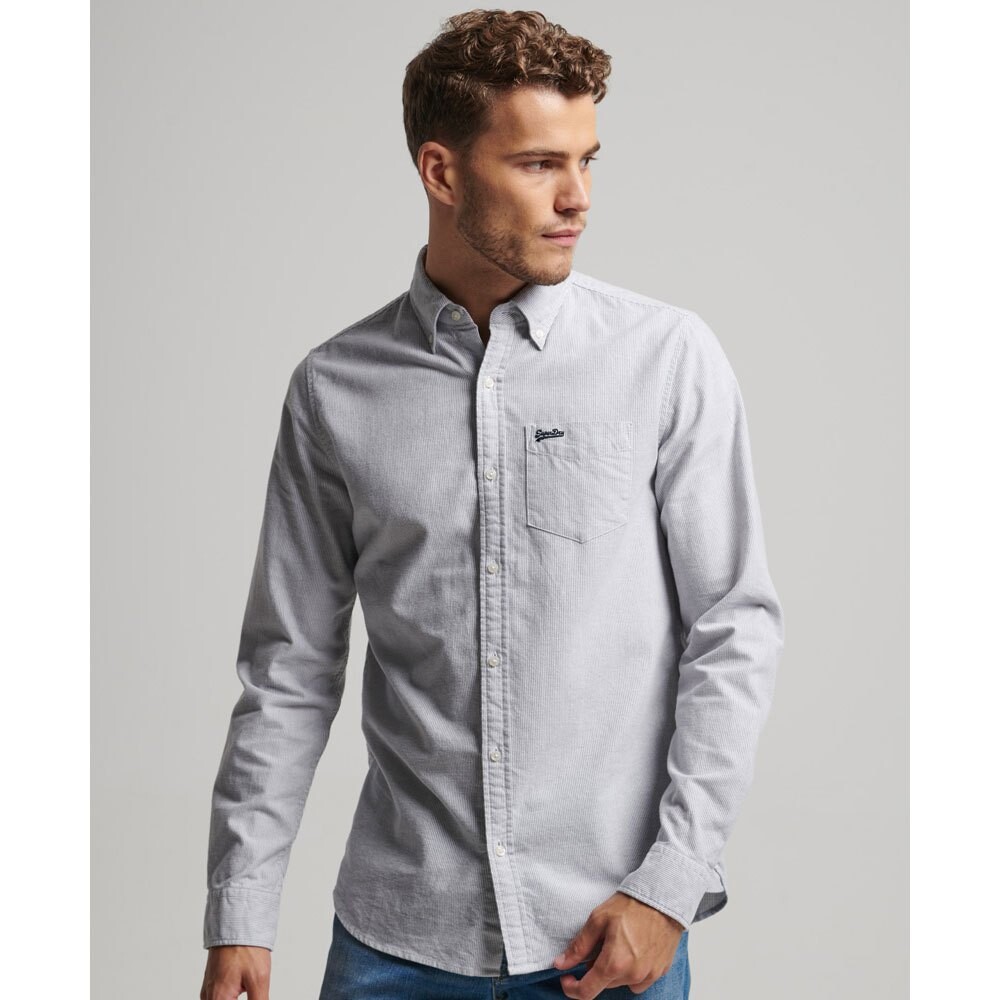 

Рубашка с длинным рукавом Superdry Cotton Oxford, серый