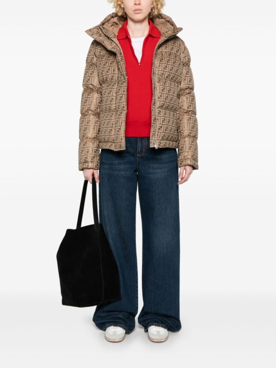 Утепленная куртка с логотипом FENDI FF, коричневый