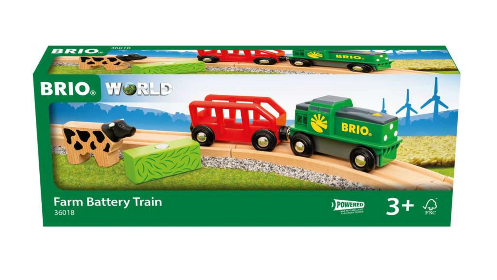 Brio Bahn Фермерский аккумуляторный поезд, игрушечный локомотив на батарейках силиконовый чехол на oppo a12 a7 a5s оппо а12 а7 а5с с принтом пастбище