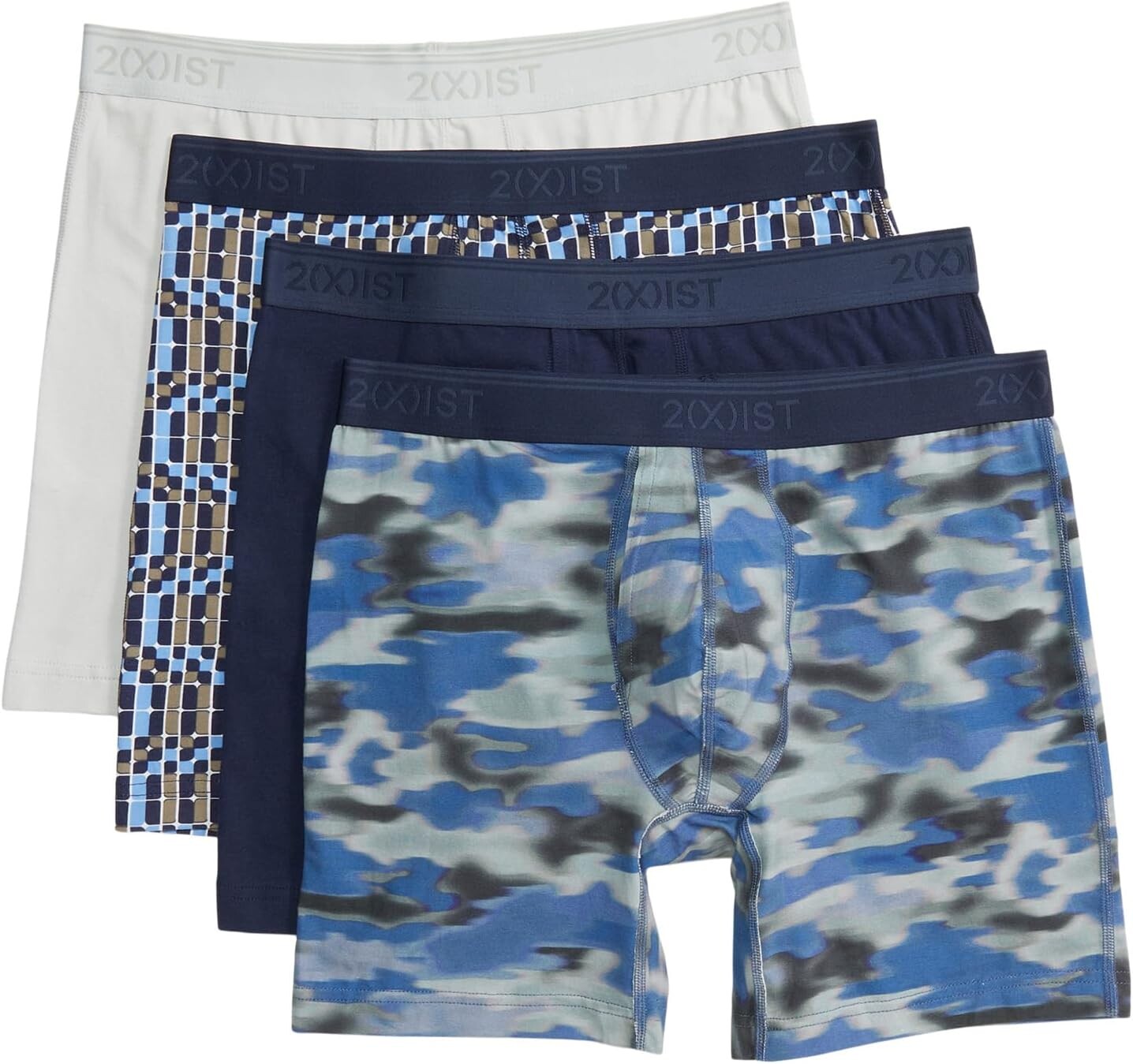 

4 пары трусов-боксеров Essential Stretch 3+1 2(X)IST, цвет Hazy Camo Blue/Navy Blazer/Reptile Geo/Dawn Blue