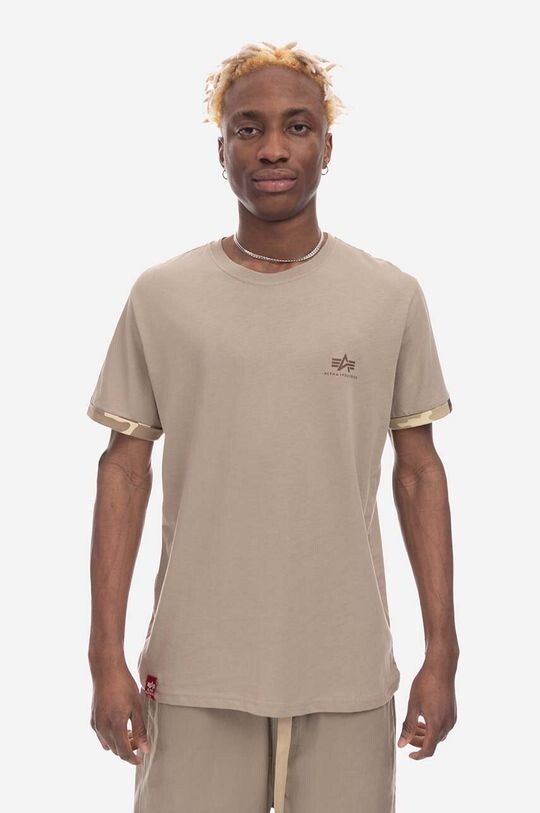 

Хлопковая футболка Alpha Industries, бежевый