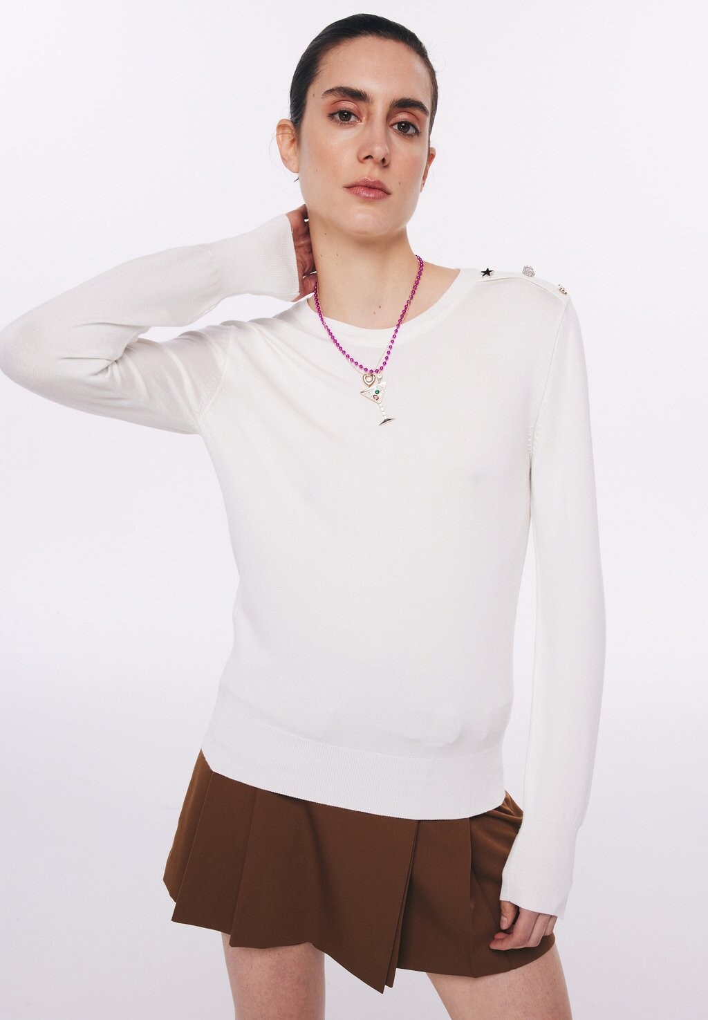 

Джемпер вязаный REGULAR FIT BUTTON ACCESSORY BASIC Twist, цвет white