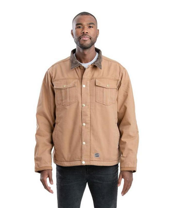 цена Мужская высокая винтажная потертая рабочая куртка на подкладке из шерпы Berne, коричневый