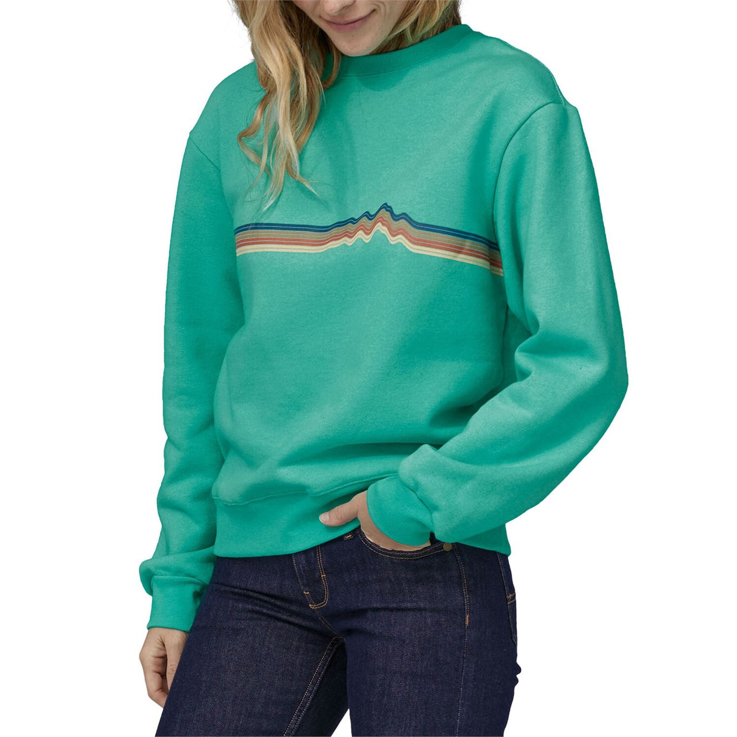 

Свитер Patagonia Ridge Rise Stripe Uprisal Crew, цвет Fresh Teal